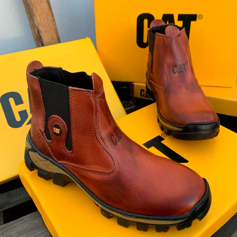 Kit Caterpillar - Bota Masculina em Couro Legítimo e Palmilha Ortopédica + Brindes Exclusivos